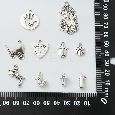 100Pcs 10 Styles Tibetan Style Alloy Pendants TIBEP-CJ0002-82-1