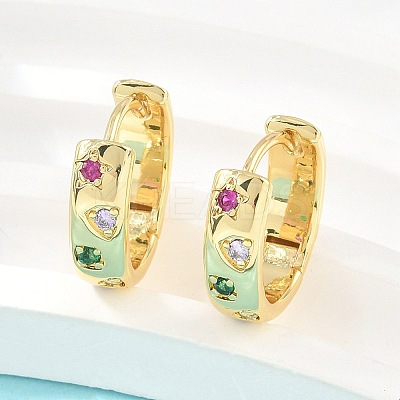 Brass Micro Pave Cubic Zirconia Hoop Earrings KK-CBA8324-01G-1