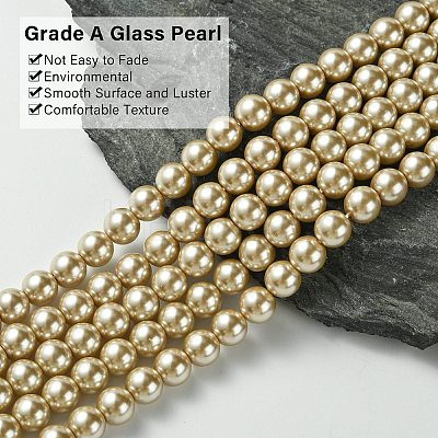 Eco-Friendly Dyed Glass Pearl Round Beads Strands HY-A002-8mm-RB021-1