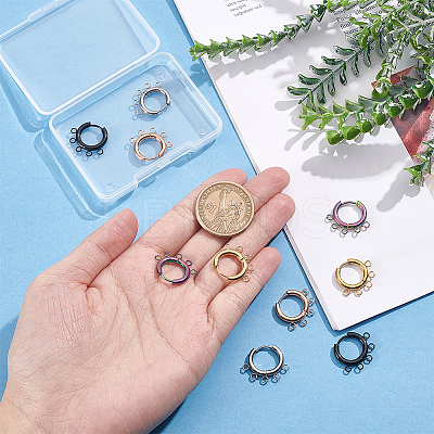 10 Pairs 5 Colors 304 Stainless Steel Hoop Earring Findings STAS-DC0011-06-1