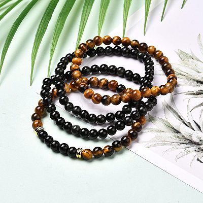 Aromatherapy Energy Stretch Bracelets Set for Girl Women BJEW-JB06736-01-1