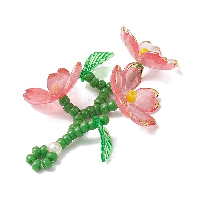 Acrylic Flower Pendants PALLOY-TA00252-04-1