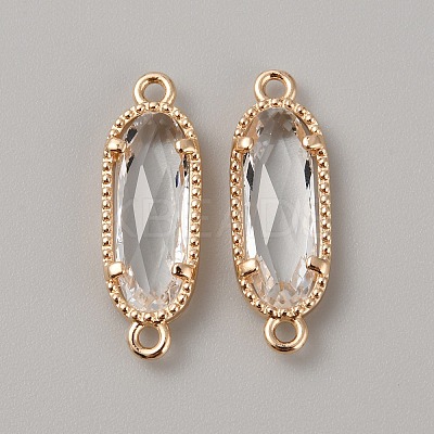 Golden Plated Brass Pave Glass Connector Charms FIND-WH0110-728G-11-1
