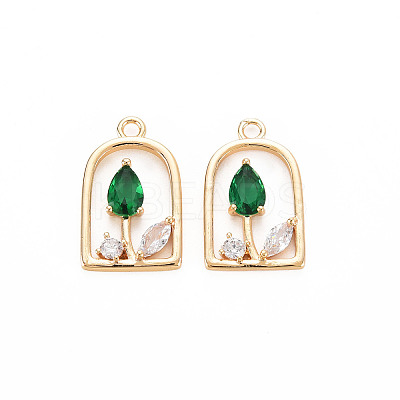 Brass Micro Pave Cubic Zirconia Pendants KK-N232-304B-1