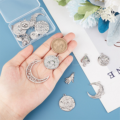 20Pcs 10 Style 304 Stainless Steel Pendants STAS-SC0004-80P-1