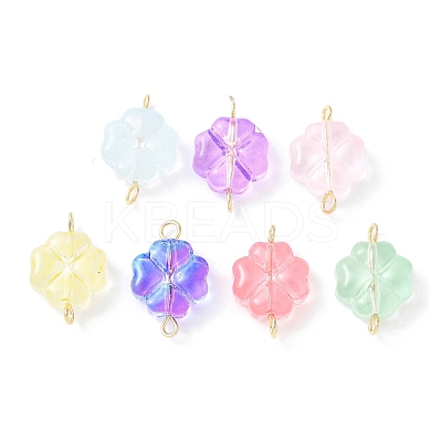 7Pcs 7 Colors Transparent Spray Painted Glass Connector Charms PALLOY-JF03520-02-1