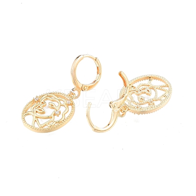 Clear Cubic Zirconia Abstract Face Dangle Leverback Earrings EJEW-N012-59-1