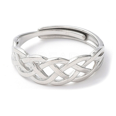 Non-Tarnish 304 Stainless Steel Hollow Sailor's Knot Adjustable Rings RJEW-D006-21P-1