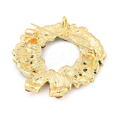 Christmas Theme Golden Zinc Alloy with Rhinestone Brooches LS-JEWB-B018-01G-02-1
