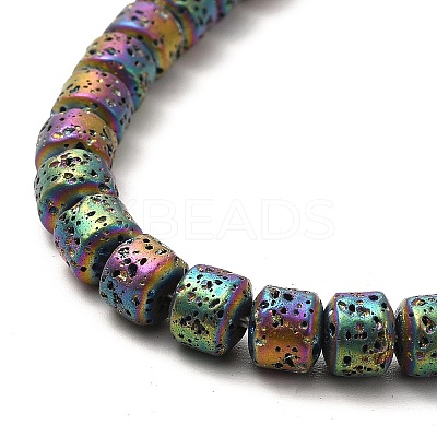 Electroplated Natural Lava Rock Beads Strands G-G984-06E-1