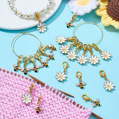 10Pcs 2 Style Alloy Enamel Pendant Locking Stitch Markers HJEW-HY00117-1