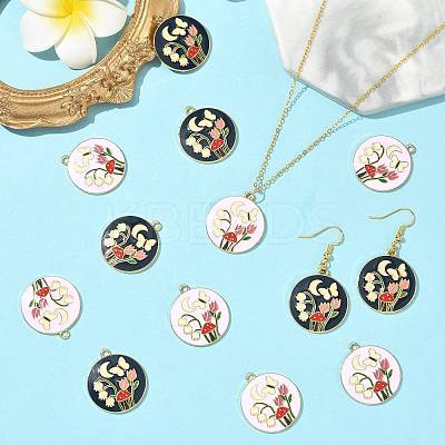 20Pcs 2 Colors Alloy Enamel Pendants ENAM-FS0004-14-1
