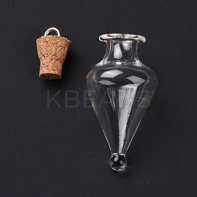 Teardrop Glass Cork Bottle Pendants LS-AJEW-A041-01D-1