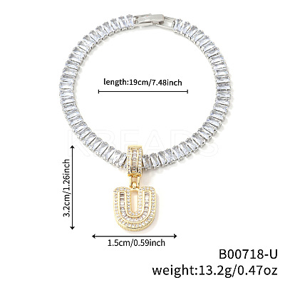 Fashionable Brass Micro Pave Clear Cubic Zirconia Charm Bracelets AF9298-21-1
