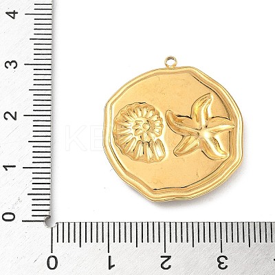 304 Stainless Steel Epoxy Resin with Natural Shell and Sequins Inside Pendants STAS-L026-17G-G04-1