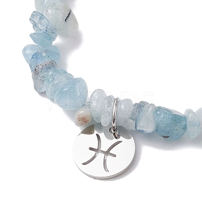 Natural Aquamarine Stretch Bracelets BJEW-JB11147-12-1