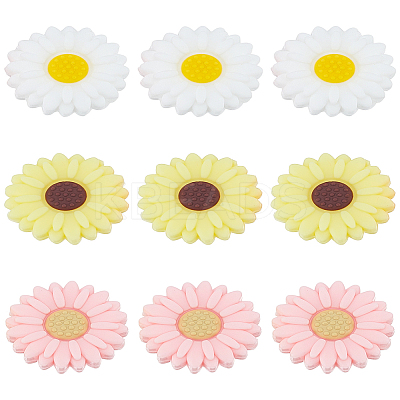 9Pcs 3 Colors Food Grade Eco-Friendly Silicone Beads SIL-LP0001-02-1