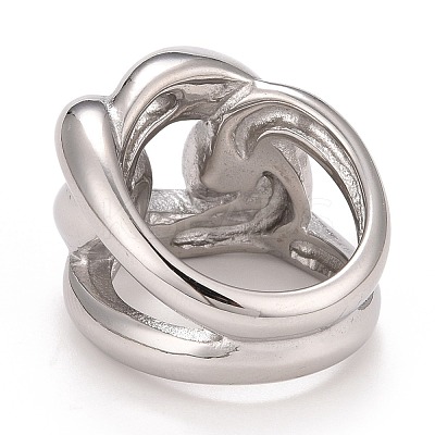 Non-Tarnish 304 Stainless Steel Twist Oval Chunky Ring RJEW-B040-15P-1