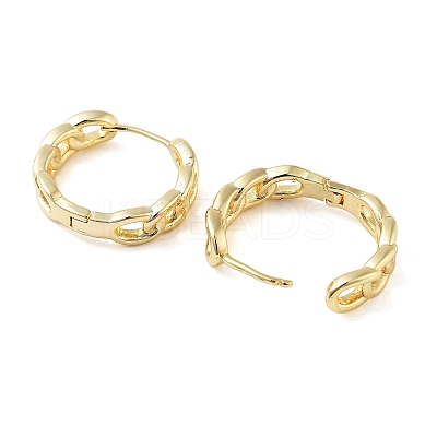 Brass Chain Charm Hoop Earrings for Women EJEW-F347-02G-02-1