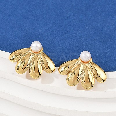 304 Stainless Steel ABS Plastic Pearl Stud Earrings LS-STAS-D368-01D-G-1