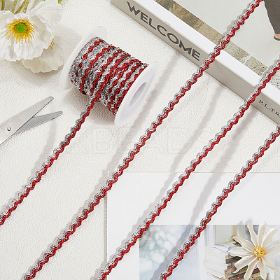 17M Sparkle Polyester Metallic Wavy Fringe Trim Ribbon OCOR-GF0004-47E-1