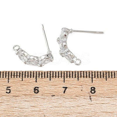 Flat Round Brass Micro Pave Clear Cubic Zirconia Stud Earring Findings KK-F921-10P-1