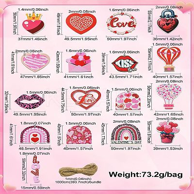 34Pcs 17 Styles Single Face Printed Wood Pendants WOOD-CJ0001-91-1
