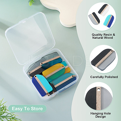 10Pcs 5 Colors Resin & Wood Pendants RESI-TA0004-53-1