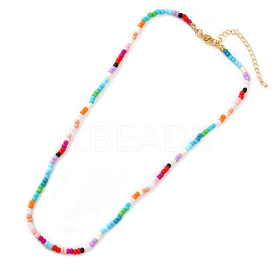 Summer Colorful Round Glass Seed Beaded Necklaces for Women and Girls ZR3315-1