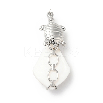 Natural White Shell Pendants SSHEL-G025-02P-1