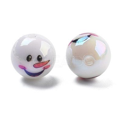 Christmas Theme UV Plating Acrylic Beads OACR-M022-08C-1