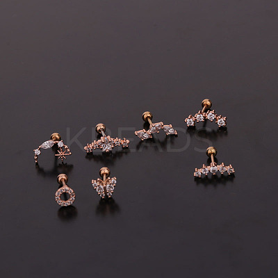 316L Surgical Stainless Steel Micro Pave Clear Cubic Zirconia Cartilage Earrings WG14BE9-15-1