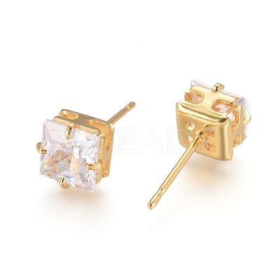 Brass Stud Earrings EJEW-L245-005G-1