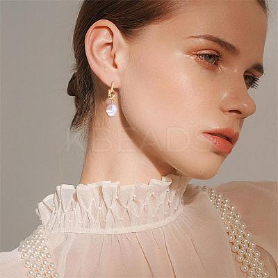 Knot with Imitation Pearl Dangle Stud Earrings JE1099A-1