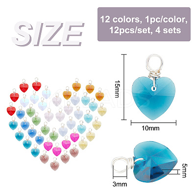 12Pcs 12 Color Copper Wire Wrapped Faceted Glass Pendants PALLOY-AB00035-1