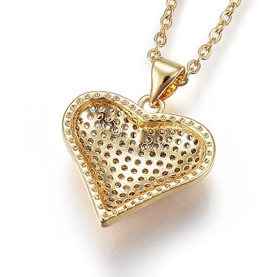 Brass Micro Pave Cubic Zirconia Pendant Necklaces NJEW-L146-11G-1