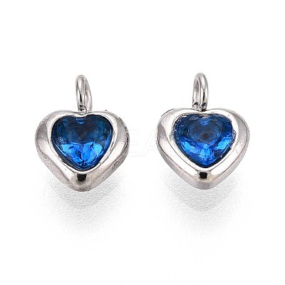 304 Stainless Steel Micro Pave Cubic Zirconia Pendants STAS-L022-396C-P-1