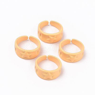Spray Painted Alloy Cuff Rings RJEW-T011-30F-RS-1