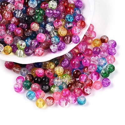 Baking Paint Transparent Crackle Glass Beads DGLA-Q018-6mm-M01-1