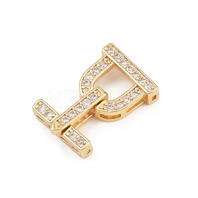 Brass Micro Pave Clear Cubic Zirconia Fold Over Clasps KK-C075-40G-1