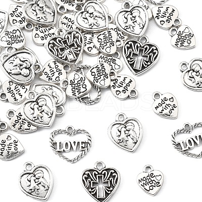 80Pcs 5 Styles Tibetan Style Zinc Alloy Charms TIBEP-FS0001-38-1