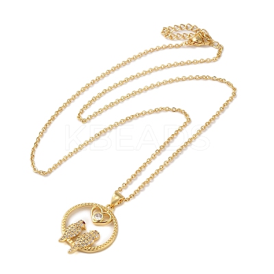 Brass Micro Pave Clear Cubic Zirconia Pendant Necklaces for Women NJEW-S429-05G-02-1