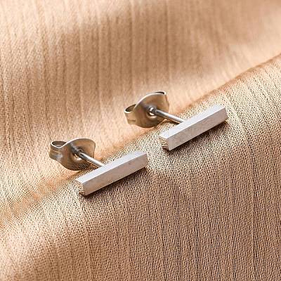 Tarnish Resistant Cuboid 304 Stainless Steel Stud Crawler Earrings EJEW-O052-45P-1