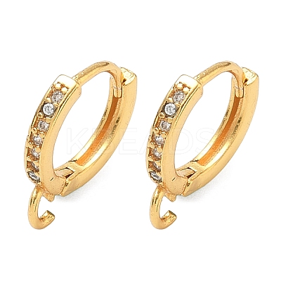 Brass Micro Pave Clear Cubic Zirconia Hoop Earring Findings KK-H532-14A-G-1