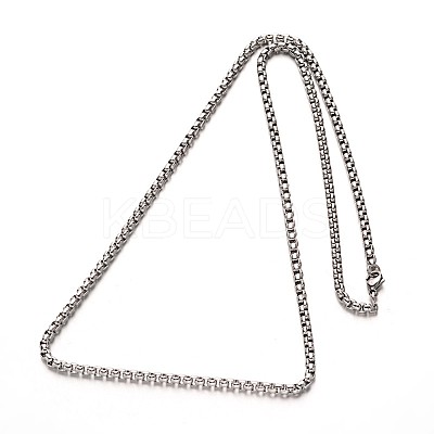 Tarnish Resistant 304 Stainless Steel Box Chain Necklaces NJEW-M124-08P-1