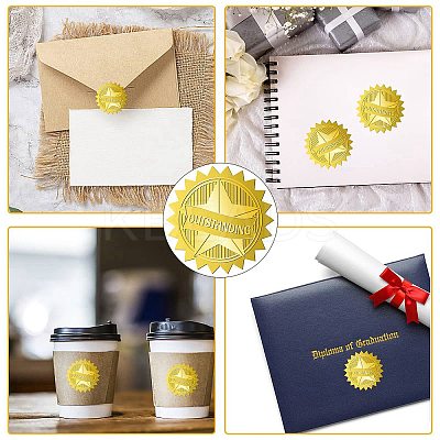 12 Sheets Self Adhesive Gold Foil Embossed Stickers DIY-WH0451-047-1