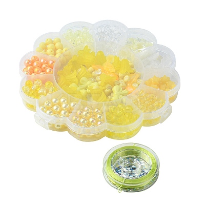 DIY Round Bowknot Flower Acrylic Beads Bracelets Jewelry Kits DIY-FS0006-27-1