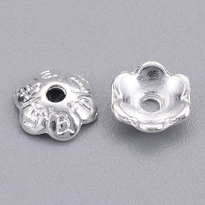 6-Petal Tibetan Style Alloy Flower Bead Caps TIBE-S220-S-RS-1