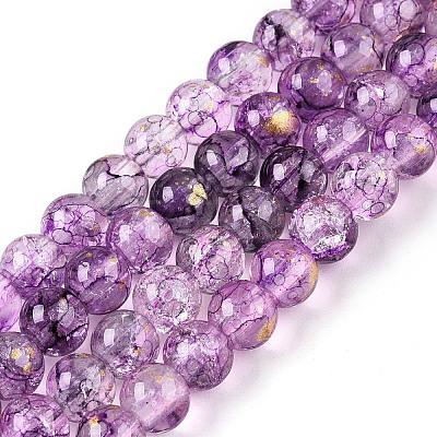 Baking Paint Crackle Glass Bead Strands DGLA-R053-04P-A-1