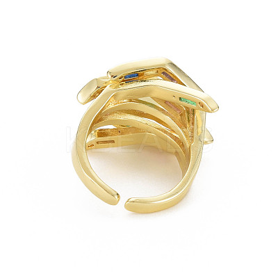 Hug Hand Fingers Cubic Zirconia Cuff Ring RJEW-T016-35G-01-1